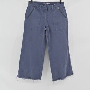 PEACE LOVE WORLD‎ Womens Jeans Size 8 Cropped Wide Leg Twill Blue Zip Pockets